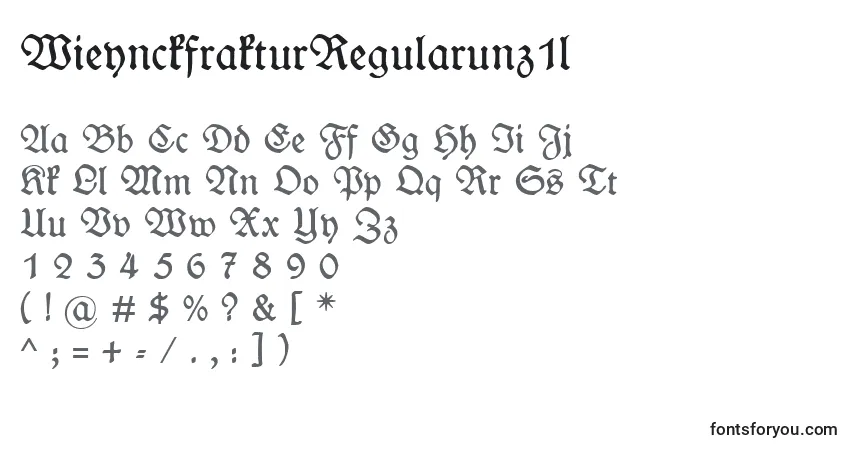 A fonte WieynckfrakturRegularunz1l – alfabeto, números, caracteres especiais