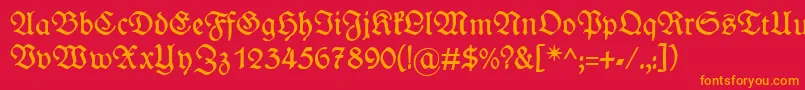 フォントWieynckfrakturRegularunz1l – 赤い背景にオレンジの文字