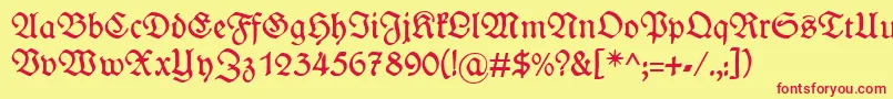 Czcionka WieynckfrakturRegularunz1l – czerwone czcionki na żółtym tle