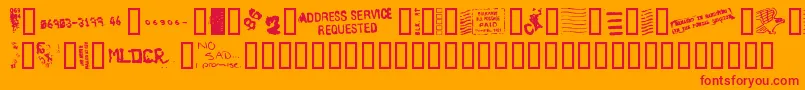 フォントDeadlof – オレンジの背景に赤い文字