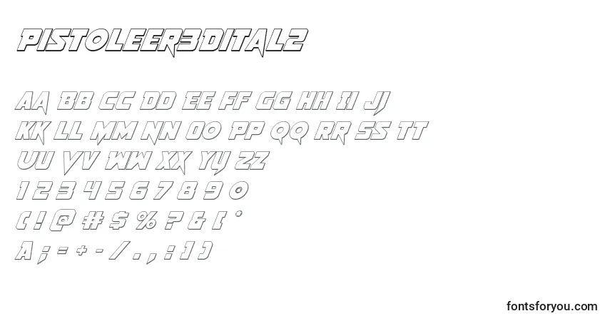 Fuente Pistoleer3Dital2 - alfabeto, números, caracteres especiales