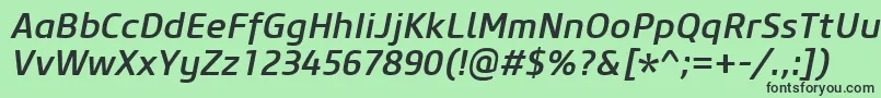 Шрифт CoreSansM55MediumItalic – чёрные шрифты на зелёном фоне