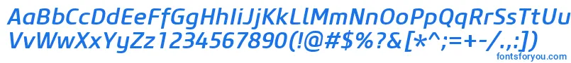 Czcionka CoreSansM55MediumItalic – niebieskie czcionki
