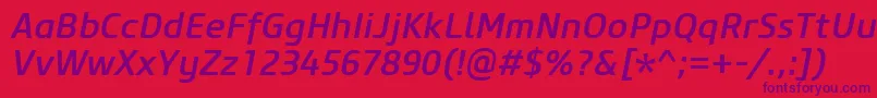 CoreSansM55MediumItalic Font – Purple Fonts on Red Background