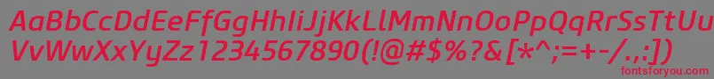 CoreSansM55MediumItalic Font – Red Fonts on Gray Background
