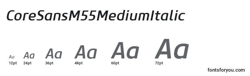CoreSansM55MediumItalic Font Sizes