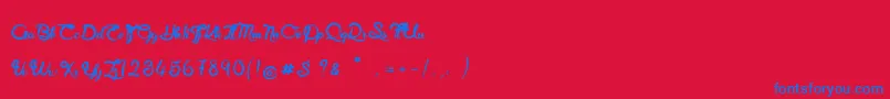RoyalChicken-Schriftart – Blaue Schriften auf rotem Hintergrund