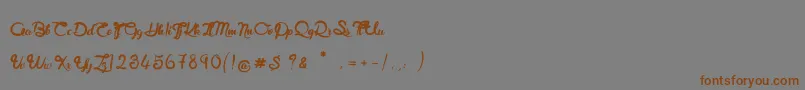 フォントRoyalChicken – 茶色の文字が灰色の背景にあります。