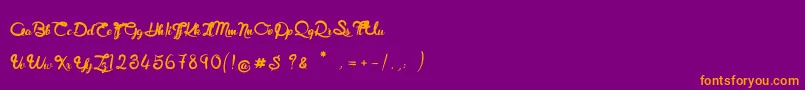 RoyalChicken-fontti – oranssit fontit violetilla taustalla