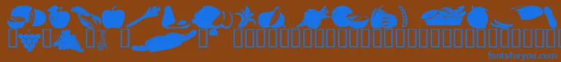 Lisätietoja Wmfood1-fontista Wmfood1-fontti – siniset fontit ruskealla taustalla