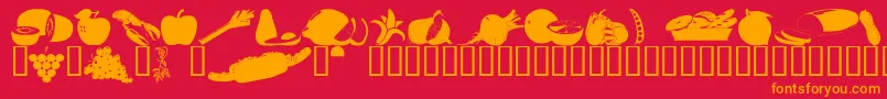 Wmfood1-Schriftart – Orangefarbene Schriften auf rotem Hintergrund