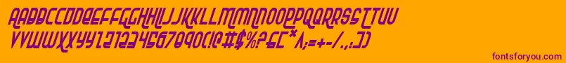Rokikierci-Schriftart – Violette Schriften auf orangefarbenem Hintergrund