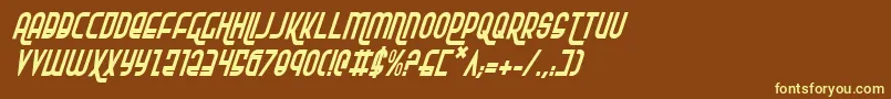 Rokikierci-fontti – keltaiset fontit ruskealla taustalla