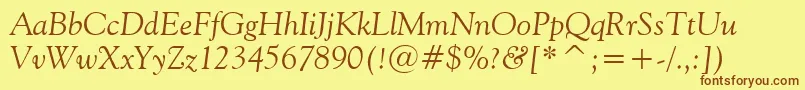 GoudyOldStyleItalicBt Font – Brown Fonts on Yellow Background