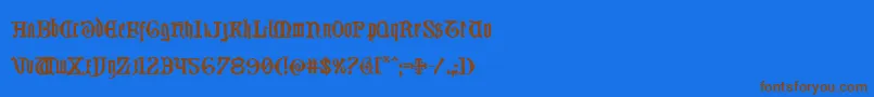 フォントWestdelphia – 茶色の文字が青い背景にあります。