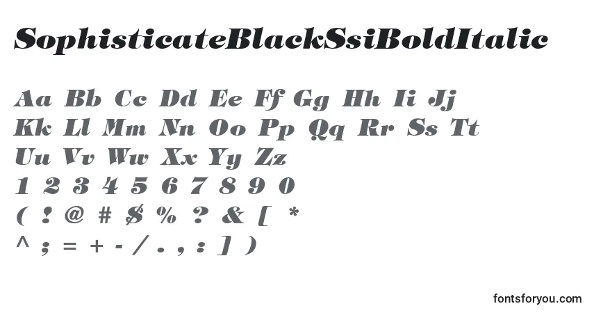 Шрифт SophisticateBlackSsiBoldItalic – алфавит, цифры, специальные символы