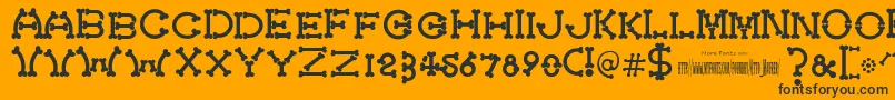 Bonecracker-Schriftart – Schwarze Schriften auf orangefarbenem Hintergrund