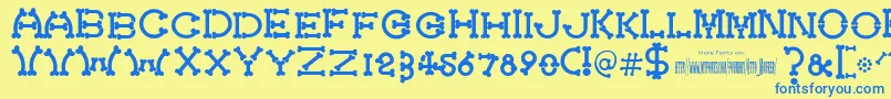 Bonecracker Font – Blue Fonts on Yellow Background