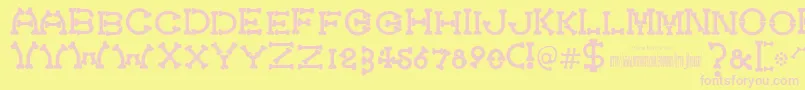 フォントBonecracker – ピンクのフォント、黄色の背景