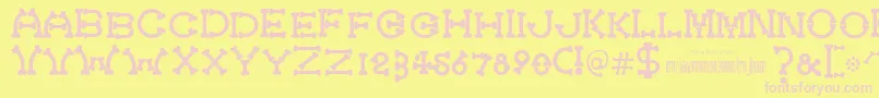 Bonecracker-Schriftart – Rosa Schriften auf gelbem Hintergrund