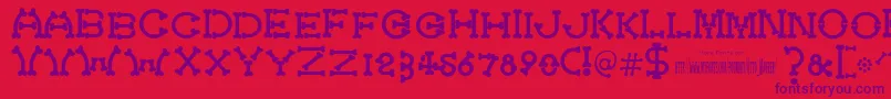 Bonecracker-Schriftart – Violette Schriften auf rotem Hintergrund