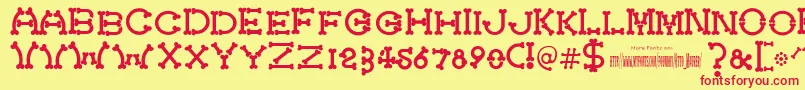 Bonecracker-Schriftart – Rote Schriften auf gelbem Hintergrund