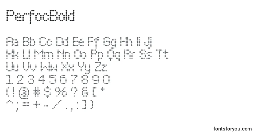 A fonte PerfocBold – alfabeto, números, caracteres especiais