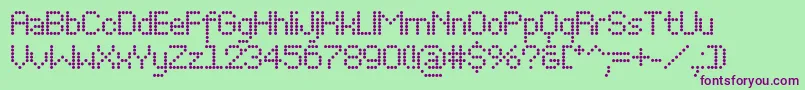 Weitere Informationen zur PerfocBold-Schriftart PerfocBold-Schriftart – Violette Schriften auf grünem Hintergrund