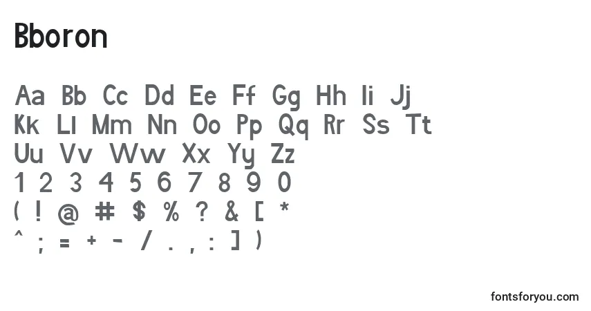 Schriftart Bboron – Alphabet, Zahlen, spezielle Symbole