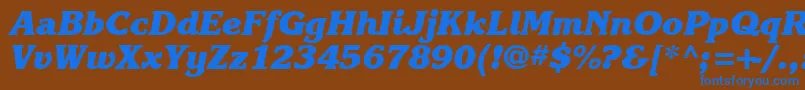 Karlajohnson8Heavycursivesh Font – Blue Fonts on Brown Background