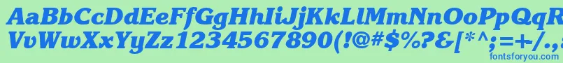 Шрифт Karlajohnson8Heavycursivesh – синие шрифты на зелёном фоне