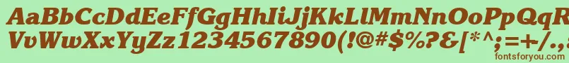フォントKarlajohnson8Heavycursivesh – 緑の背景に茶色のフォント
