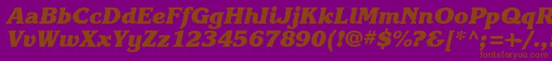 Karlajohnson8Heavycursivesh-Schriftart – Braune Schriften auf violettem Hintergrund