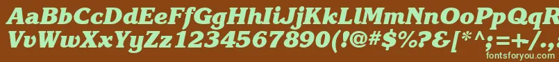 フォントKarlajohnson8Heavycursivesh – 緑色の文字が茶色の背景にあります。