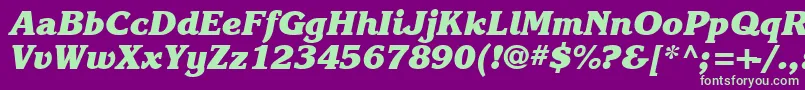 Шрифт Karlajohnson8Heavycursivesh – зелёные шрифты на фиолетовом фоне