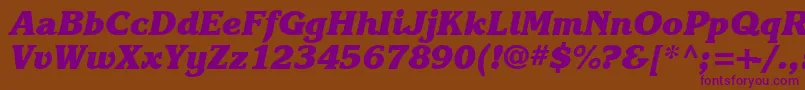 Czcionka Karlajohnson8Heavycursivesh – fioletowe czcionki na brązowym tle