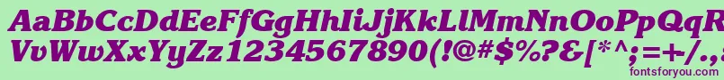 Шрифт Karlajohnson8Heavycursivesh – фиолетовые шрифты на зелёном фоне