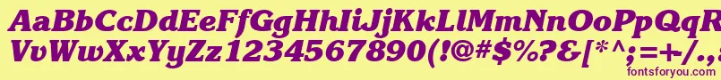 Шрифт Karlajohnson8Heavycursivesh – фиолетовые шрифты на жёлтом фоне