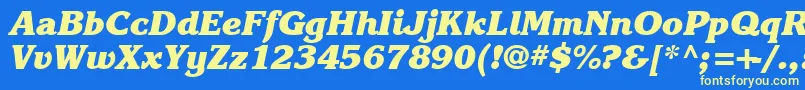 フォントKarlajohnson8Heavycursivesh – 黄色の文字、青い背景
