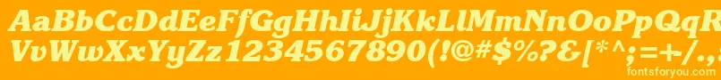 Шрифт Karlajohnson8Heavycursivesh – жёлтые шрифты на оранжевом фоне
