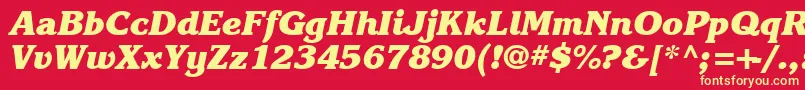 Karlajohnson8Heavycursivesh-Schriftart – Gelbe Schriften auf rotem Hintergrund