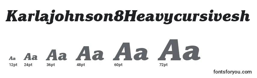 Karlajohnson8Heavycursivesh Font Sizes