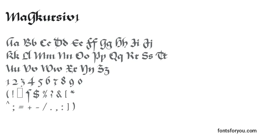 A fonte MaGkursiv1 – alfabeto, números, caracteres especiais
