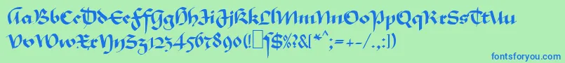 MaGkursiv1 Font – Blue Fonts on Green Background