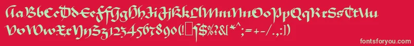 フォントMaGkursiv1 – 赤い背景に緑の文字