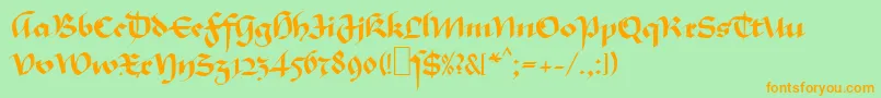 MaGkursiv1-Schriftart – Orangefarbene Schriften auf grünem Hintergrund