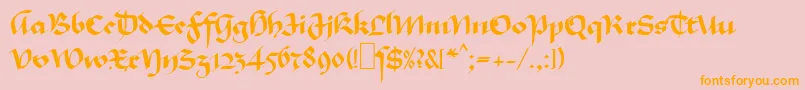 MaGkursiv1-Schriftart – Orangefarbene Schriften auf rosa Hintergrund