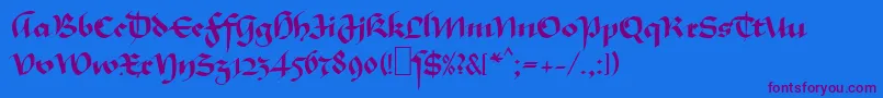 MaGkursiv1 Font – Purple Fonts on Blue Background