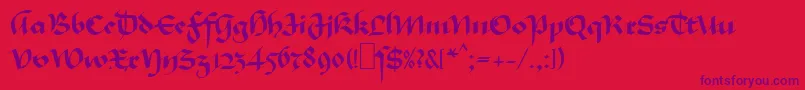 フォントMaGkursiv1 – 赤い背景に紫のフォント