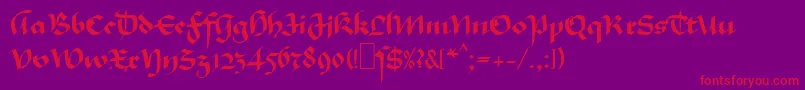 MaGkursiv1-fontti – punaiset fontit violetilla taustalla